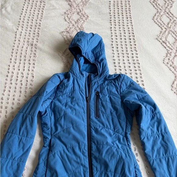 Outdoor Research Women's Bright Blue Hooded Puffer Jacket xs - Picture 8 of 11